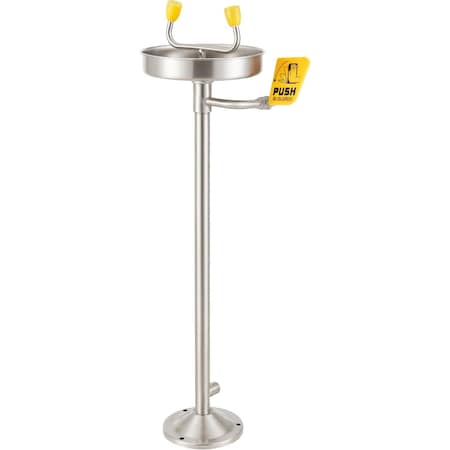 Global Industrial Emergency Eyewash Station, Pedestal Mount, Stainless Steel 708382SS